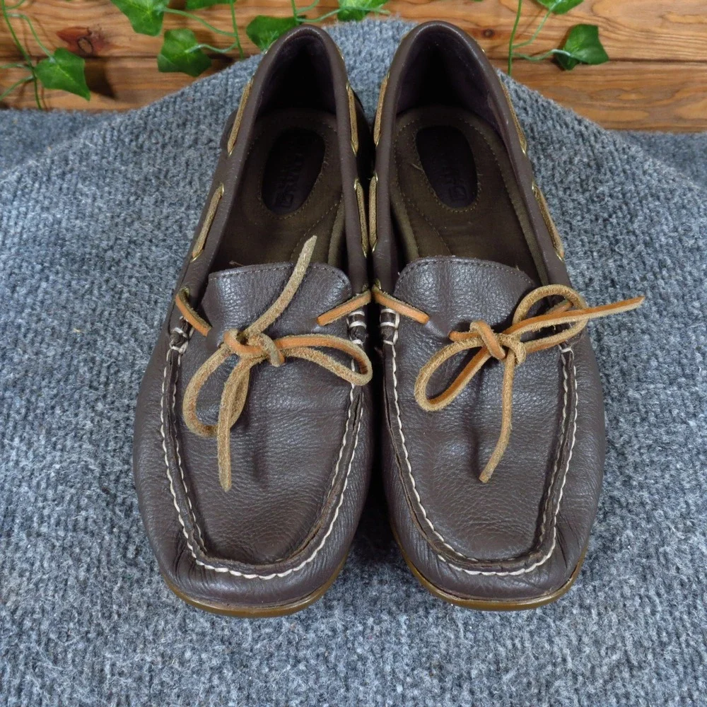 Sperry Top-Sider Angelfish Womens Boat Shoe Size 7M Nautical Dark Brown Leather